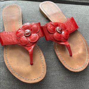 Coach Poppy Red Floral Sandals 7 1/2